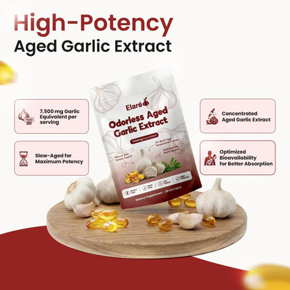 Aged Garlic Extract - 7500mg Odorless Softgels Elare